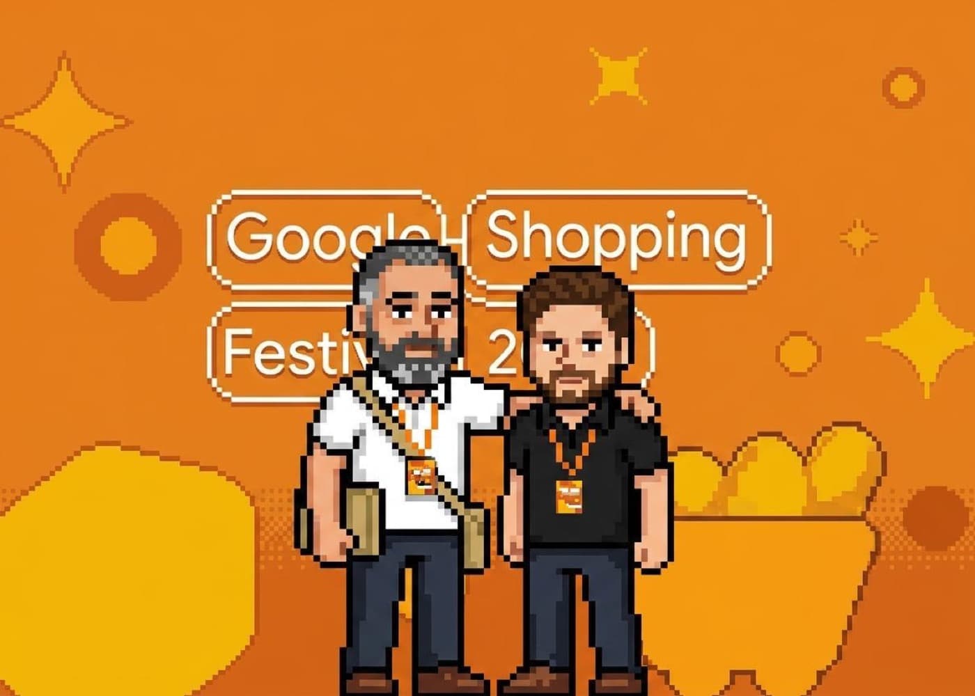 Pixel art poster of the Google Shopping Festival 2026